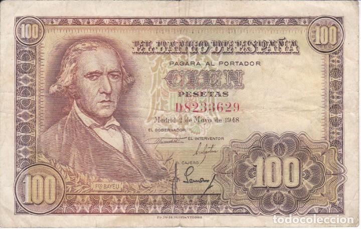 Billetes espa&ntilde;oles: BILLETE DE 100 PESETAS DEL A&Ntilde;O 1948 DE FCO. BAYEU SERIE D