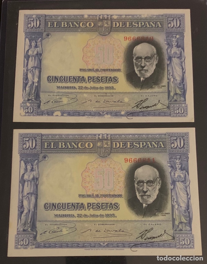 Banconote spagnole: Pareja correlativa 50 pesetas 1935 muy rara