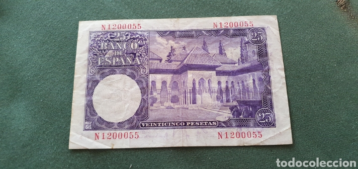 Billetes espa&ntilde;oles: Billete de 25 pesetas 1954 - Foto 2