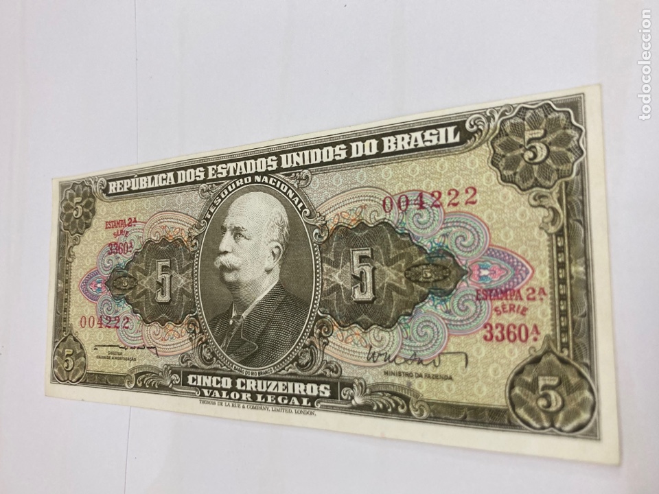 Billetes espa&ntilde;oles: Billete 5 cruzeiros Brasil