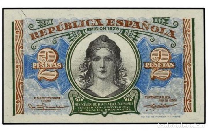 Billetes espa&ntilde;oles: 2 Pesetas. 1938. SC. Plancha lujo - Foto 1