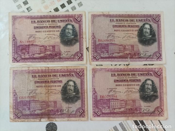 Billetes espa&ntilde;oles: Lote de 4 billetes de 50 pesetas 1928 serie A,B,C,D