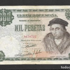 Billetes españoles: 1000 PESETAS 1946 SIN SERIE MBC. Lote 346003713