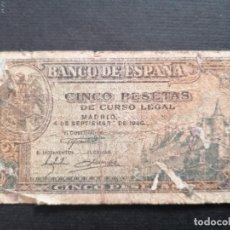 Billetes españoles: BILLETE ESPAÑA, 5 PESETAS , 1940, SERIE F, CONSERVACIÓN REGULAR. Lote 348375313