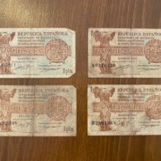 Billetes españoles: LOTE DE 4 BILLETES - 1 PESETA REPÚBLICA ESPAÑOLA 1937 - SERIE A Y B. Lote 349408304