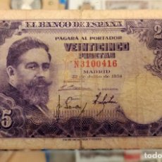 Banconote spagnole: ESPAÑA 25 PESETAS ISAAC ALBENIZ 1954 PICK 147 SERIE N. Lote 352623054
