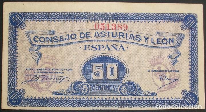 Billetes espa&ntilde;oles: Consejo de Asturias y Le&oacute;n. 50 C&eacute;ntimos. EBC+ - Foto 1