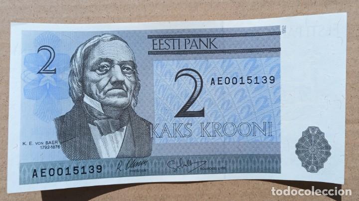 Spanish Banknotes: ESTONIA - 2 KROONI 1992 SERIE AE 0015139 SC