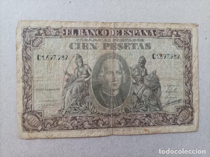 Billetes espa&ntilde;oles: 100 pesetas 1940 de Crist&oacute;bal Col&oacute;n - Foto 1