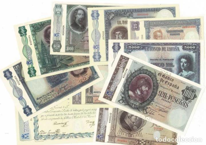 Spanish Banknotes: El Papel de la Peseta. Lote de 14 billetes facs&iacute;mil