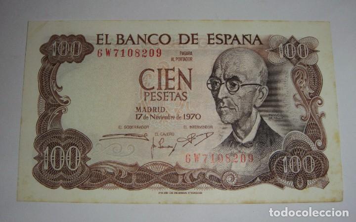 Billetes espa&ntilde;oles: 100 Pesetas. Manuel de Falla. 1970. Serie 6W - Foto 1