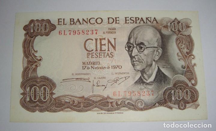 Billetes espa&ntilde;oles: 100 Pesetas. Manuel de Falla. 1970. Serie 6L - Foto 1