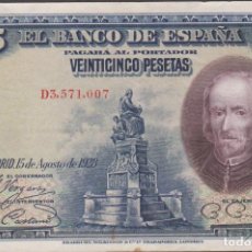 Notas espanholas: BILLETES ESPAÑOLES - ALFONSO XIII- 25 PESETAS 1928 - SERIE D (MBC). Lote 360345260
