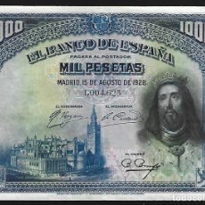 Billetes españoles: BILLETE DE 1000 PESETAS DE 15 DE AGOSTO DE 1928, SIN LETRA DE SERIE. LOTE 1791. Lote 360541250