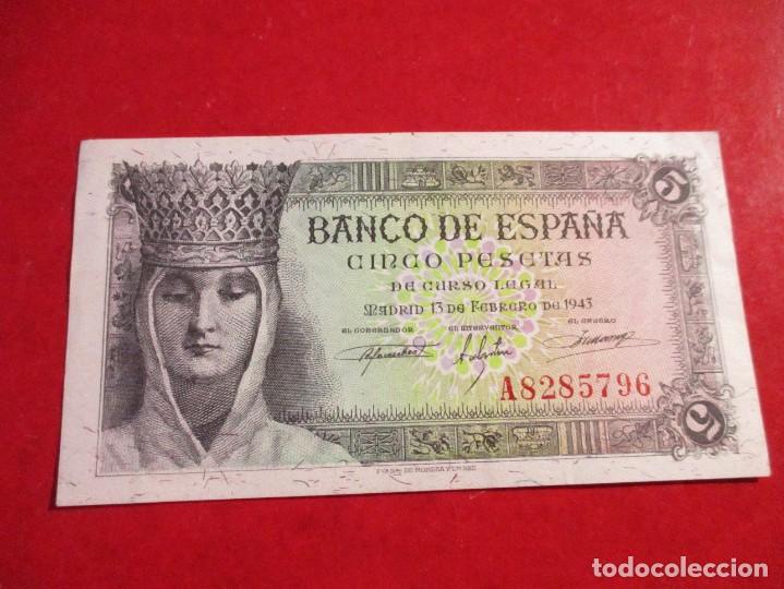 Billetes espa&ntilde;oles: Billete de 5 pts. 1943 sin circular