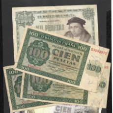 Billetes españoles: LOTE 6 BILLETES 100-1000 PESETAS 1931-1936-1946- MBC+/S/C-. Lote 362054675