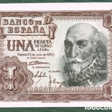 Billetes españoles: 1 PESETA 1953 SERIE A SIN CIRCULAR PLANCHA RIGUROSA PERFECTO. Lote 364025346