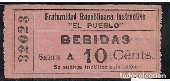 Banconote spagnole: VALE FRATERNIDAD REPUBLICANA INSTRUCTIVA EL PUEBLO BEBIDAS 10 CTS