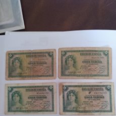 Billetes españoles: BILLETES ESPAÑA LOTE ( 4 ) 5 PESETAS 1935. Lote 365273246