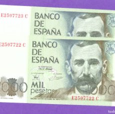 Billetes españoles: PAREJA CORRELATIVA DE 1000 PESETAS 1979 PLANCHA. Lote 365548571