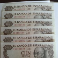 Billetes españoles: BILLETES ESPAÑA 100 PESETAS 1970 (6) CORRELATIVOS