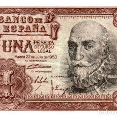 Billetes españoles: BILLETE DE ESPAÑA DE 1 PESETA DE 1953 MANCHADO MARQUES DE SANTA CRUZ. Lote 365943506