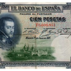 Billetes españoles: BILLETE DE ESPAÑA DE 100 PESETAS DE 1925 CIRCULADO FELIPE II. Lote 365943701