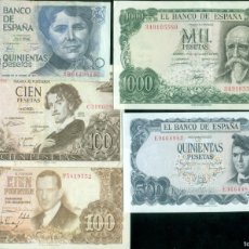 Billetes españoles: LOTE 5 BILLETES DE ESPAÑA DIFERENTES 100, 500, 1000 PESETAS. MUY BUENAS CALIDADES. Lote 366591616