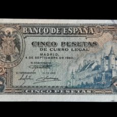 Billetes españoles: (BI-8 BIS)BILLETE CINCO PESETAS 5 PTS.MADRID 4 SEPTIEMBRE 1940 - SERIE A - SIN CIRCULAR