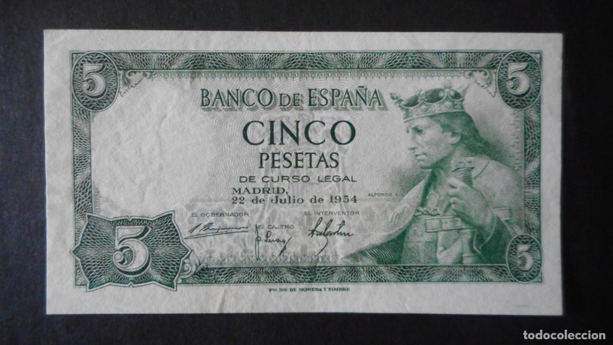 Billetes espa&ntilde;oles: 5 PESETAS JULIO 1954 / EBC - Foto 1