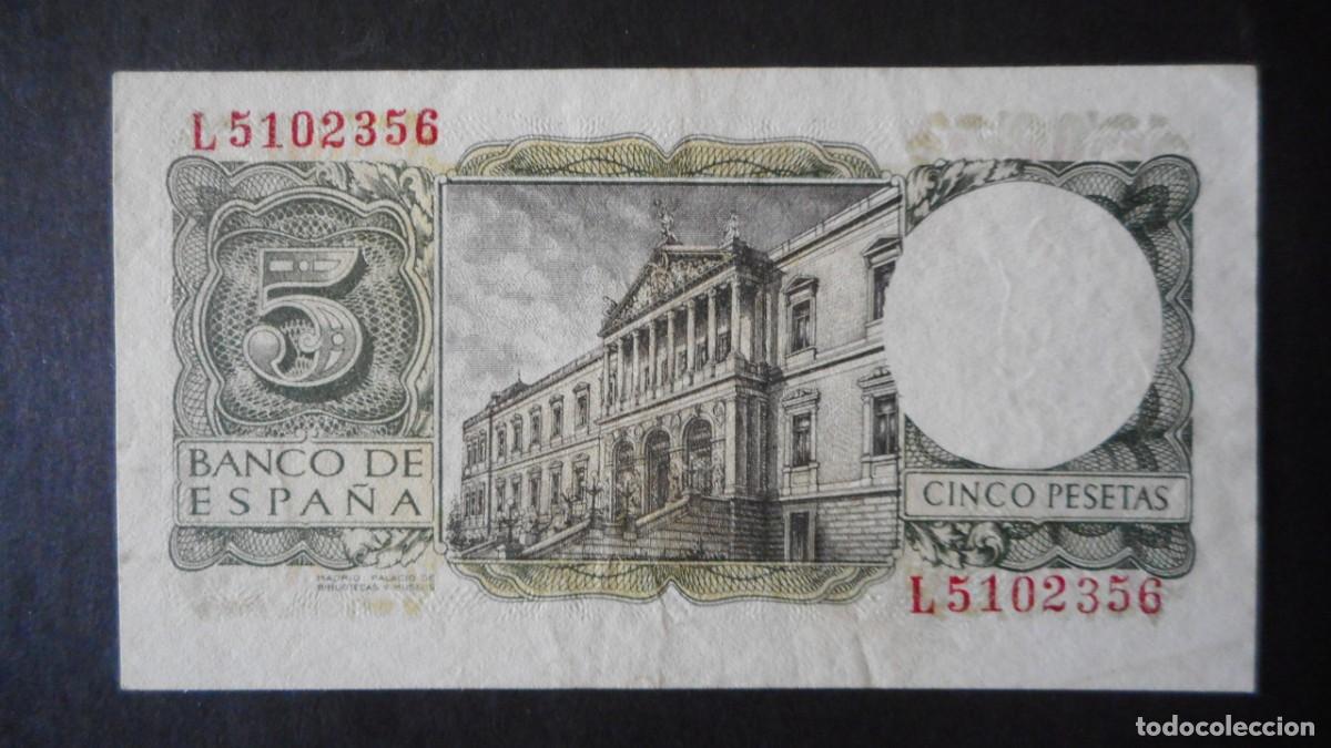 Billetes espa&ntilde;oles: 5 PESETAS JULIO 1954 / EBC - Foto 2