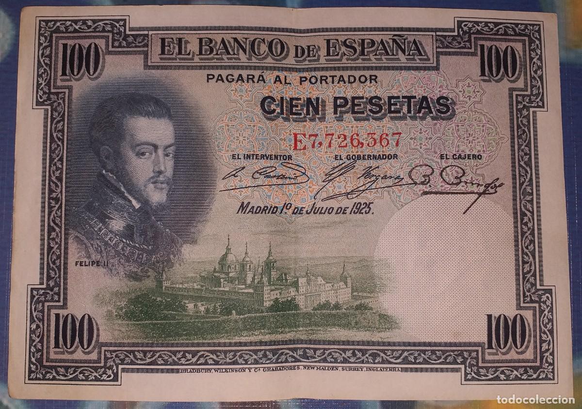 Billetes espa&ntilde;oles: BILLETE DE CIEN PESETAS SERIE E, 1925 - Foto 2