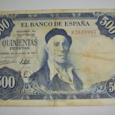 Billetes españoles: 500 PESETAS. 1954. IGNACIO ZULOAGA. SERIE R.. Lote 376503969