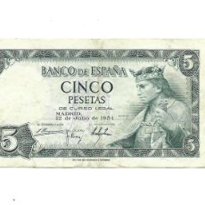 Billetes españoles: 5 PESETAS- 22 DE JULIO DE 1954