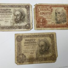 Billetes españoles: 3 BILLETES DE UNA PESETA ESPAÑA, AÑO 51 Y 53. Lote 379230539