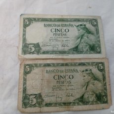Billetes españoles: 2 BILLETES DE CINCO PESETAS ESPAÑA, AÑO 54!. Lote 379231194