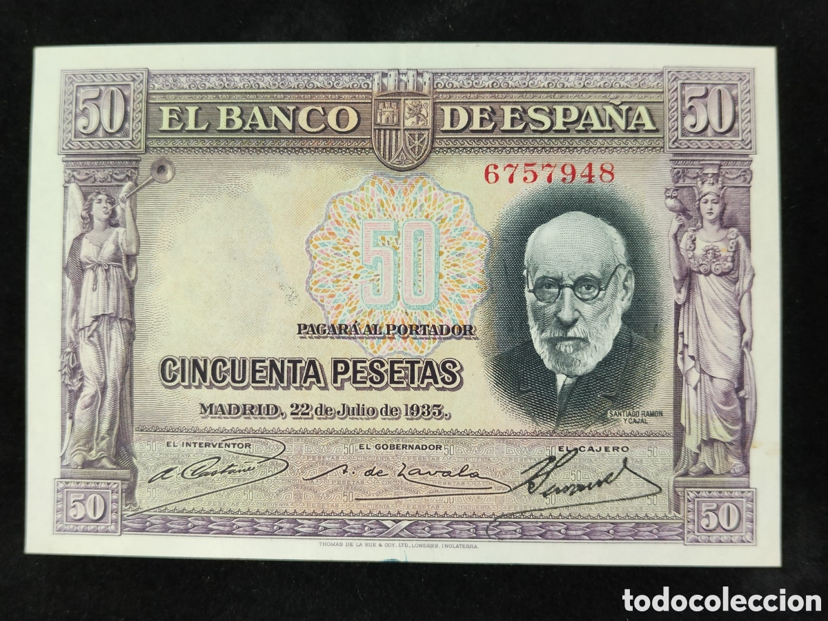 Billetes espa&ntilde;oles: 50 Pesetas 1935 SIN SERIE