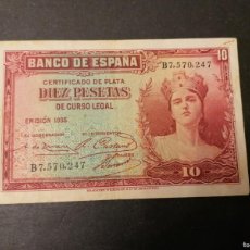 Billetes españoles: BILLETE , 10 PESETAS, ESPAÑA ,1935, MBC , SERIE B. Lote 383023189