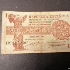Billetes españoles: BILLETE , 1 PESETA, ESPAÑA ,1937, BC+ , SERIE B, LA GUERRA CIVIL. Lote 383023569