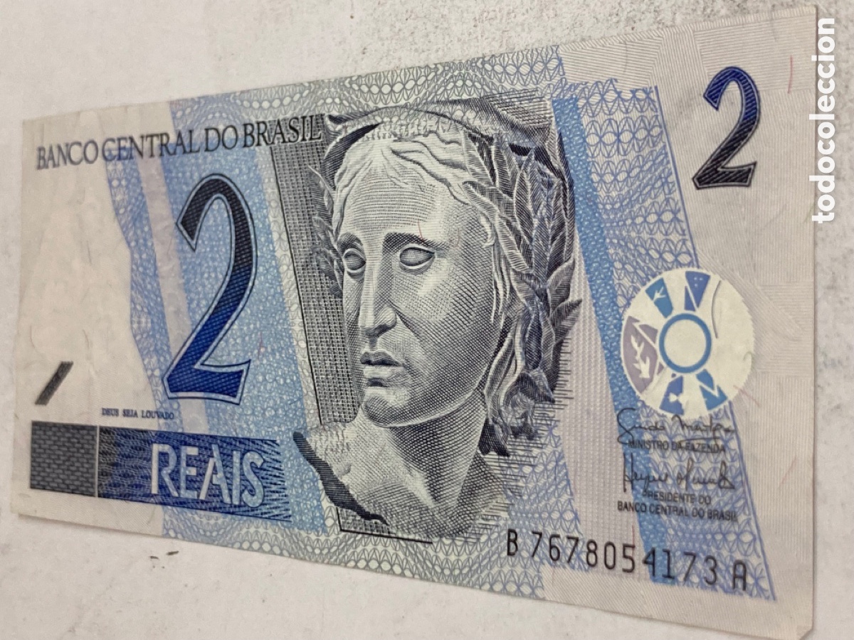 Billetes espa&ntilde;oles: Billete 2 Reais Brasil 2001