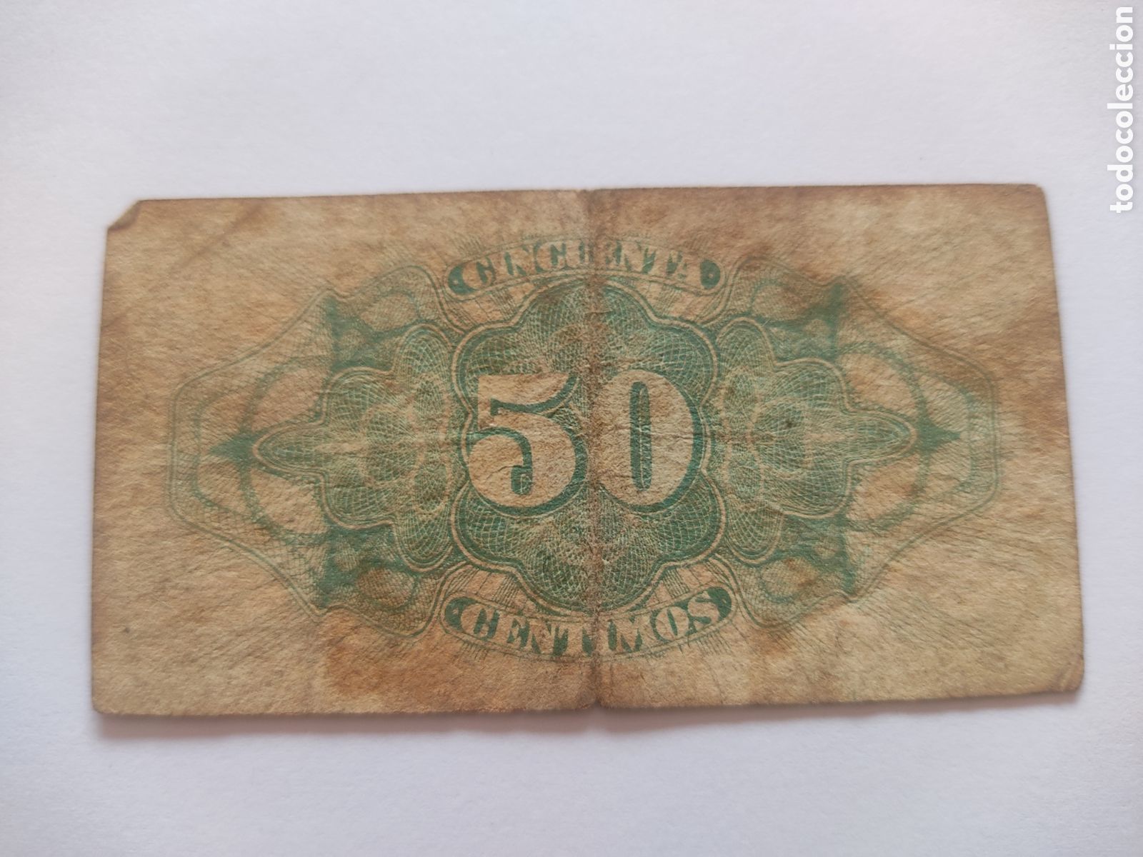 Billetes espa&ntilde;oles: Billete 50 c&eacute;ntimos 1937 serie A - Foto 2
