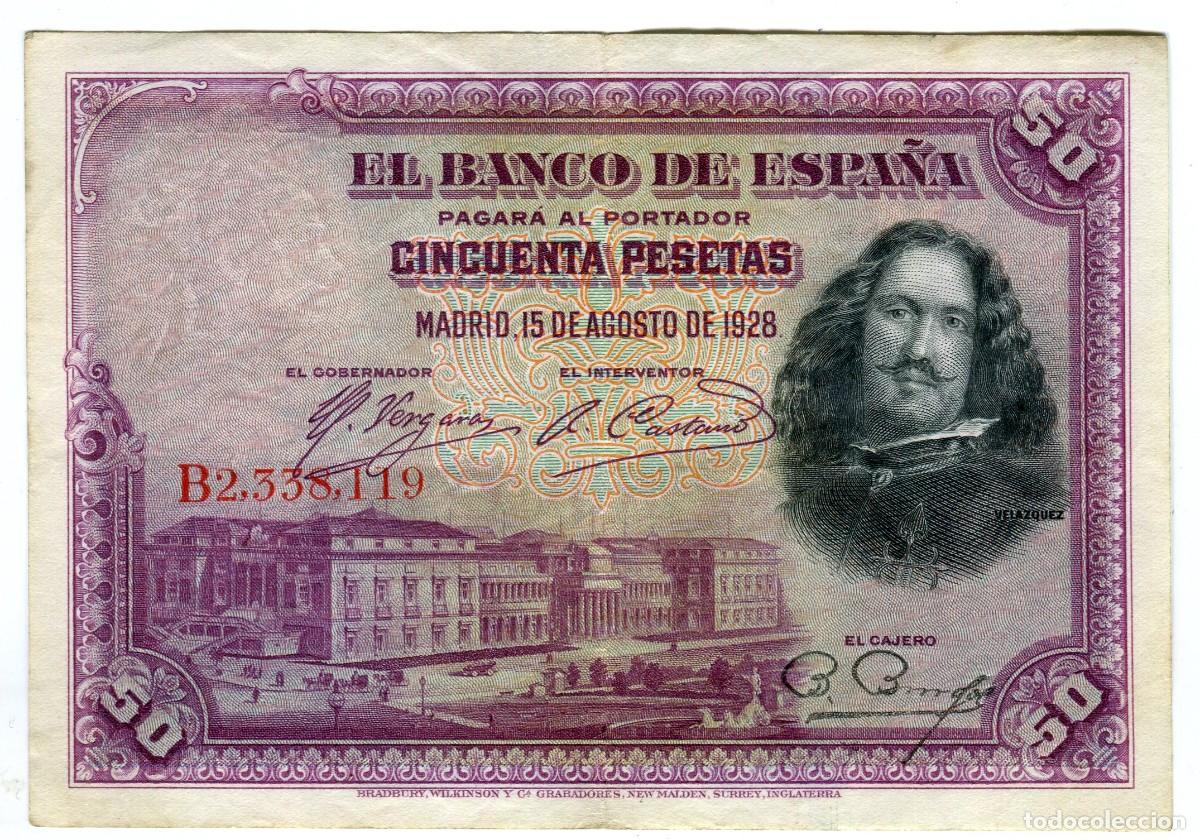Billetes espa&ntilde;oles: 50 (CINCUENTA) PESETAS MADRID 15 DE AGOSTO DE 1928 - VELAZQUEZ - SIN ROTURAS