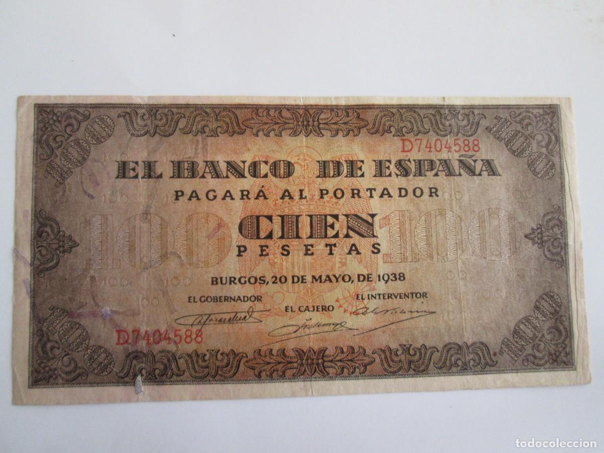 Billetes espa&ntilde;oles: 100 PESETAS 1938 SERIE D - EBC - Foto 1