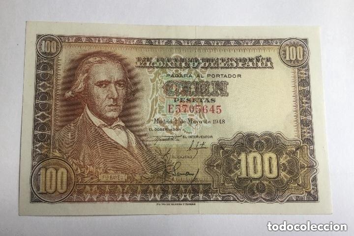 Billetes espa&ntilde;oles: 100 PESETAS 1948 - SERIE E - EBC/EBC+ - Foto 1
