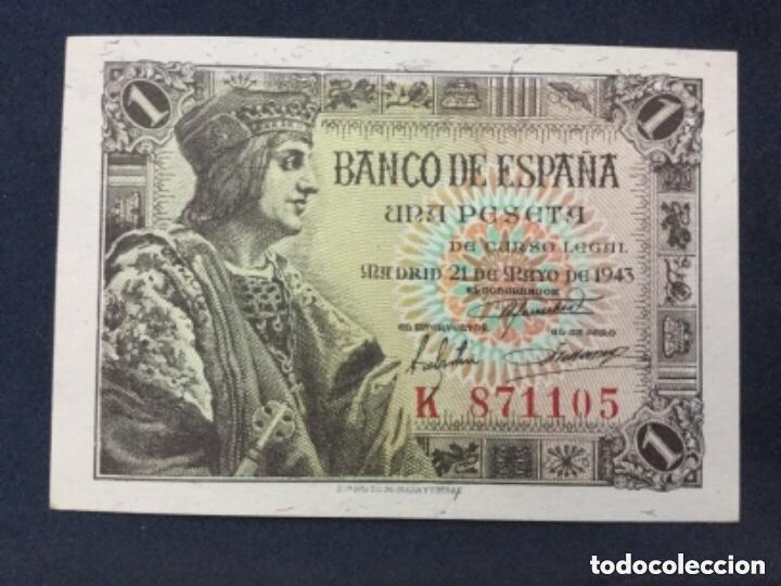 Billetes espa&ntilde;oles: 1 PESETA 1943 - SERIE K - SIN CIRCULAR - PLANCHA