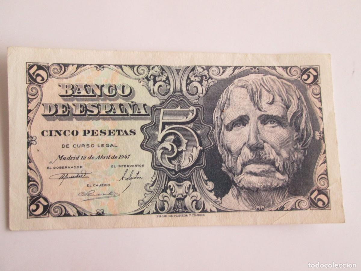 Billetes espa&ntilde;oles: 5 PESETAS 1947 SENECA EBC MAS - Foto 1
