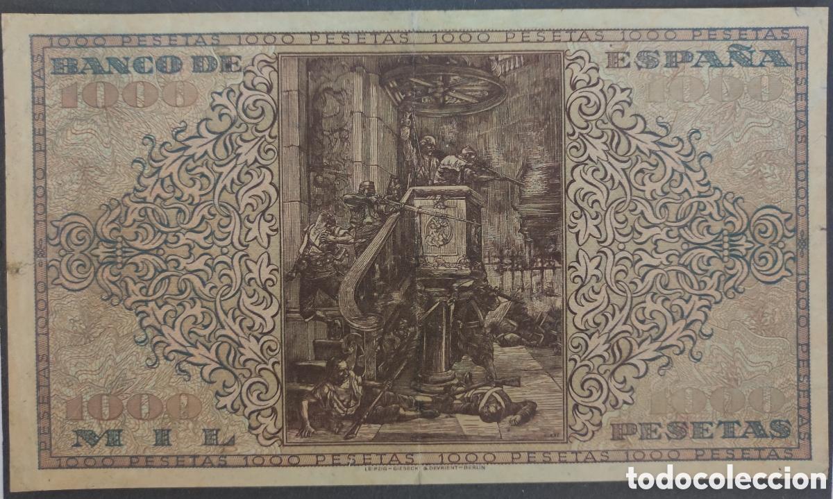 Billetes espa&ntilde;oles: Billete de Mil pesetas 1938 - Foto 2