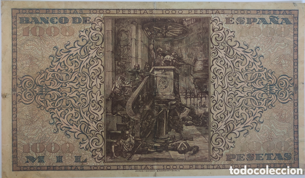 Billetes espa&ntilde;oles: Billete de Mil pesetas 1938 - Foto 4