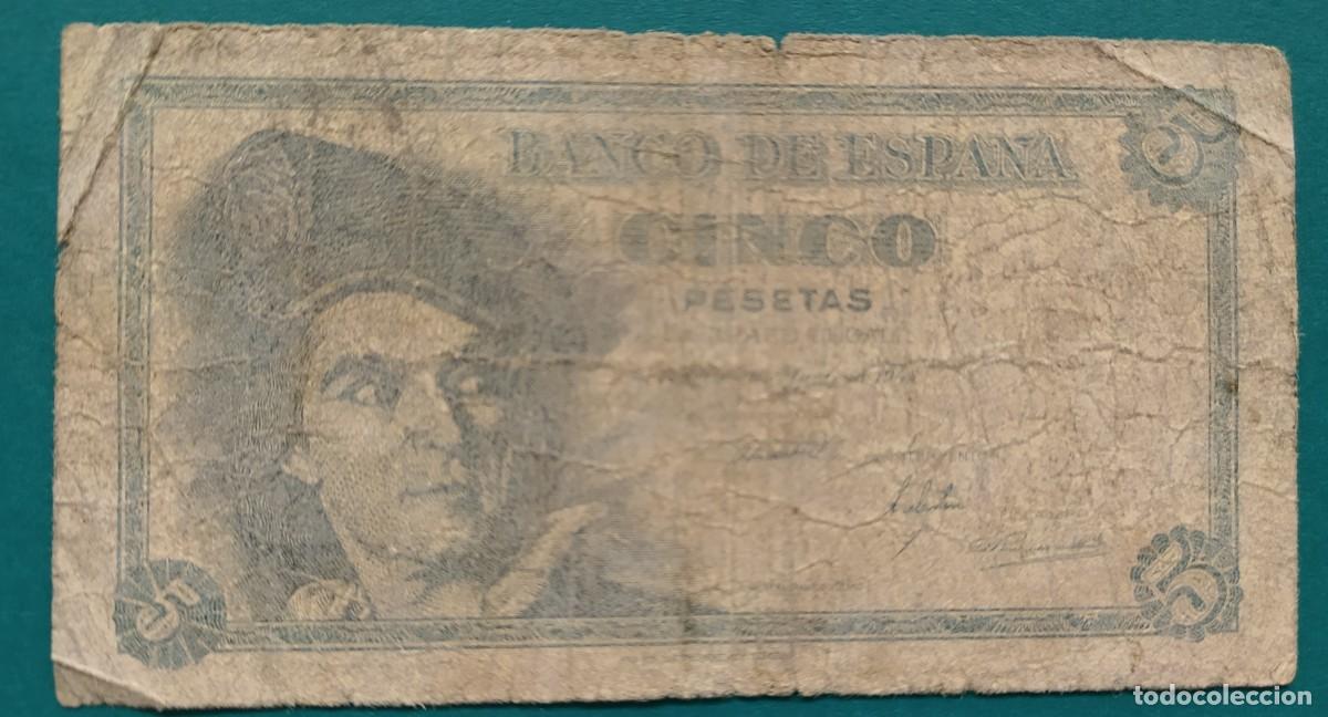 Billetes espa&ntilde;oles: 5 pesetas 1948 sin serie - Foto 1