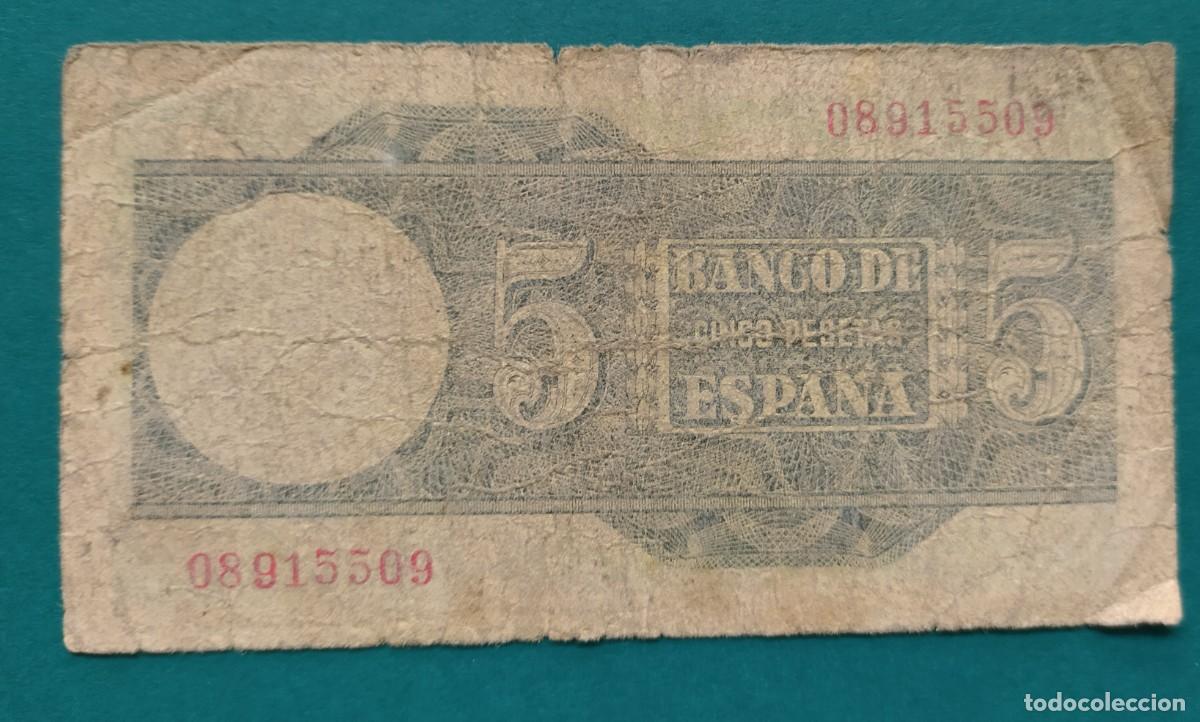 Billetes espa&ntilde;oles: 5 pesetas 1948 sin serie - Foto 2